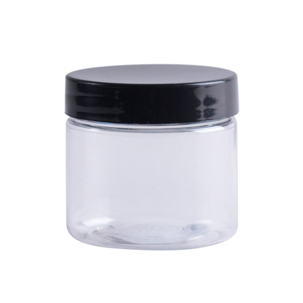 Earth's Aromatique - Clear Plastic Tall Jar w/ Black Lid 2oz | Kolya Naturals, Canada