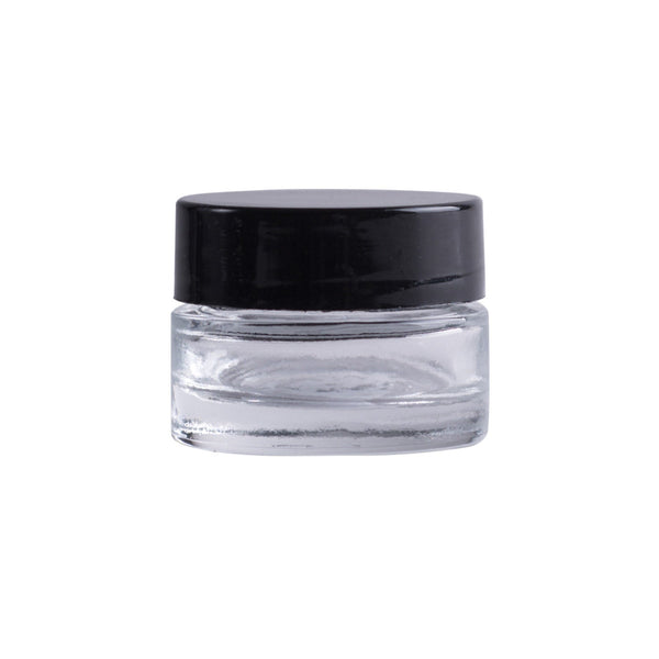 Earth's Aromatique - Clear Glass Thick Wall Jar w/ Black Cap 1/4oz | Kolya Naturals