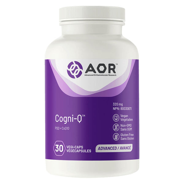Bottle of AOR Cogni-Q 30 Vegi-Caps