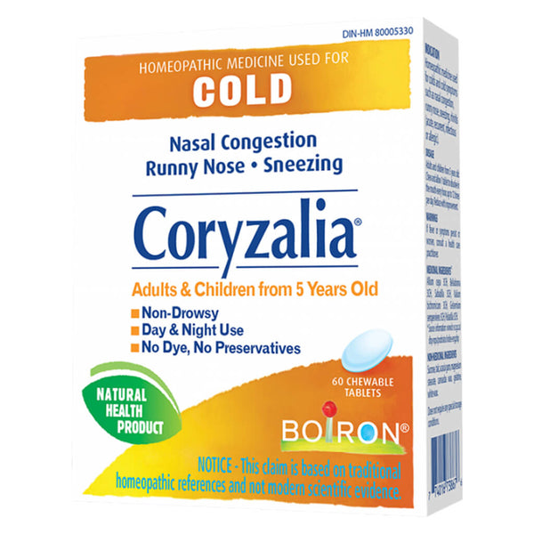 Box of Boiron Coryzalia® Cold 60 Chewable Tablets