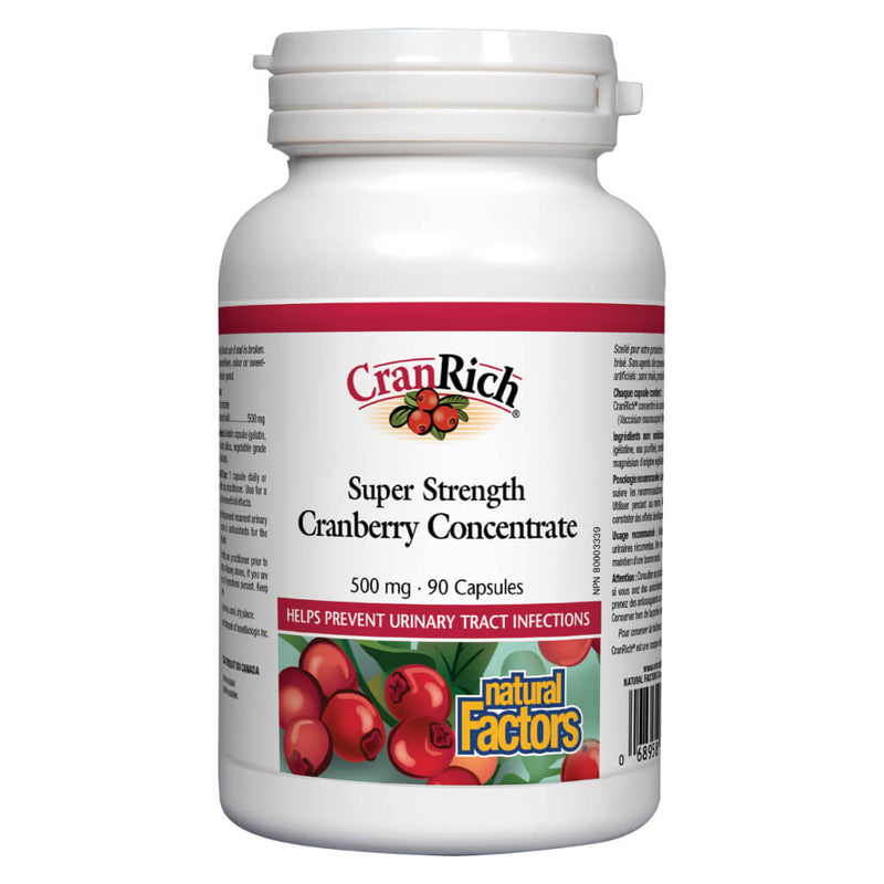 Bottle of CranRich® Super Strength Cranberry Concentrate 500 mg 90 Capsules