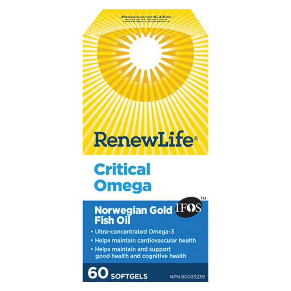Box of Renew Life Critical Omega Norwegian Gold Fish Oil 60 Softgels | Kolya Naturals, Canada