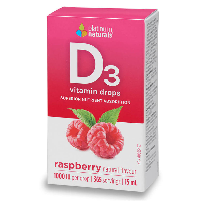 Box of D3 Vitamin Drops Raspberry 15 Milliliters