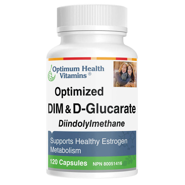 Bottle of Optimum Health Vitamins Optimized DIM & D-Glucarate 120 Capsules