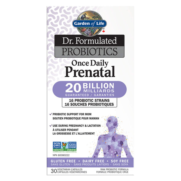 Box of Garden of Life Dr. Formulated Probiotics Once Daily Prenatal 20 Billion CFU Shelf Stable 30 Vegetarian Capsules