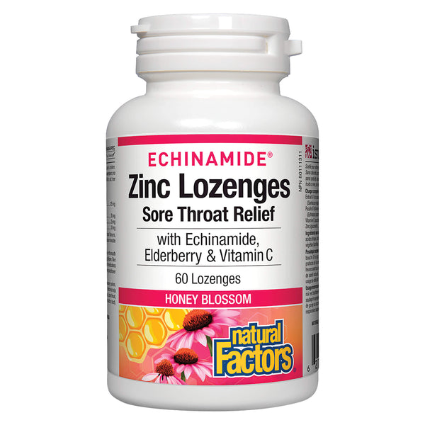 Natural Factors - Echinamide Zinc Lozenges - Honey Blossom | Optimum Health Vitamins, Canada