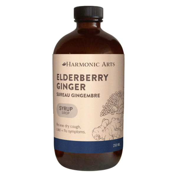 Harmonic Arts - Elderberry & Ginger Syrup 250 Milliliters | Optimum Health Vitamins, Canada