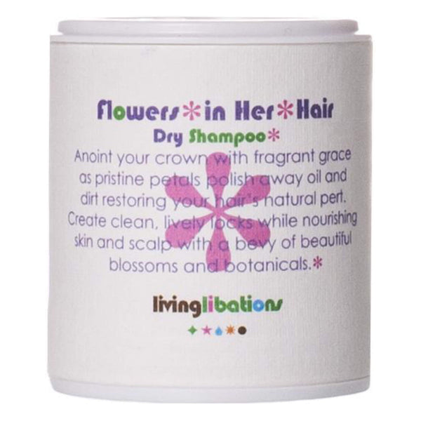 Container of Living Libations Flowers in Her Hair Dry Shampoo 1 Ounce
