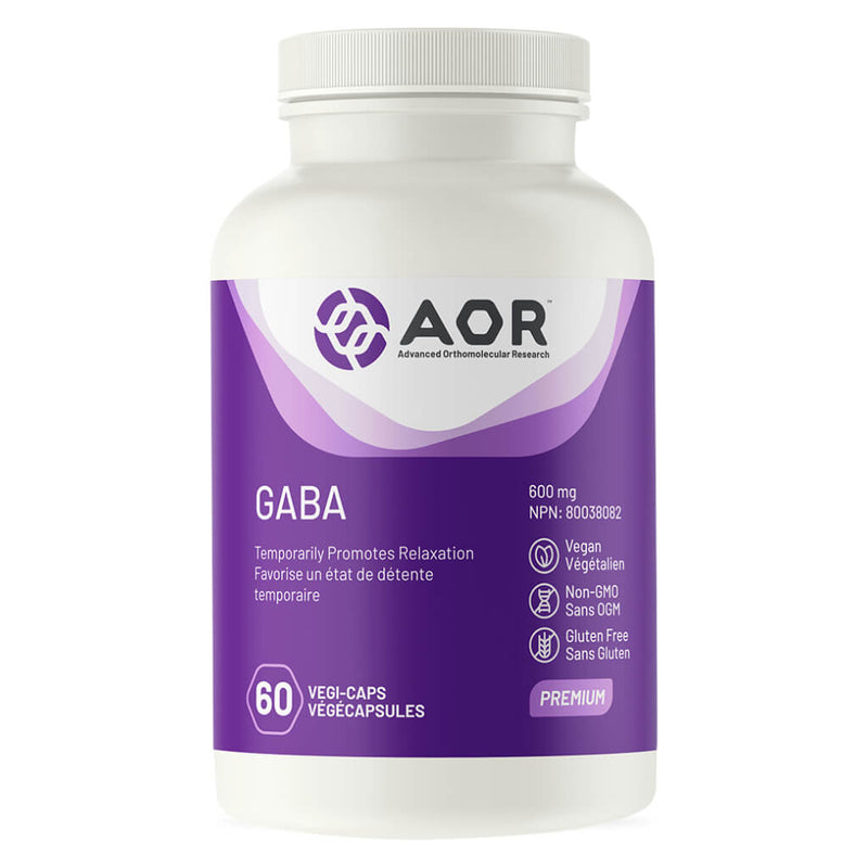 Bottle of AOR GABA 600 mg 60 Capsules