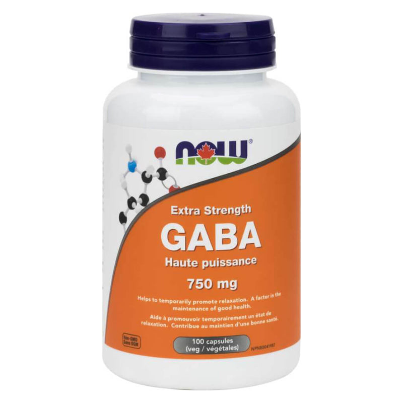 Bottle of GABA 750 mg Extra Strength 100 Vegetable Capsules