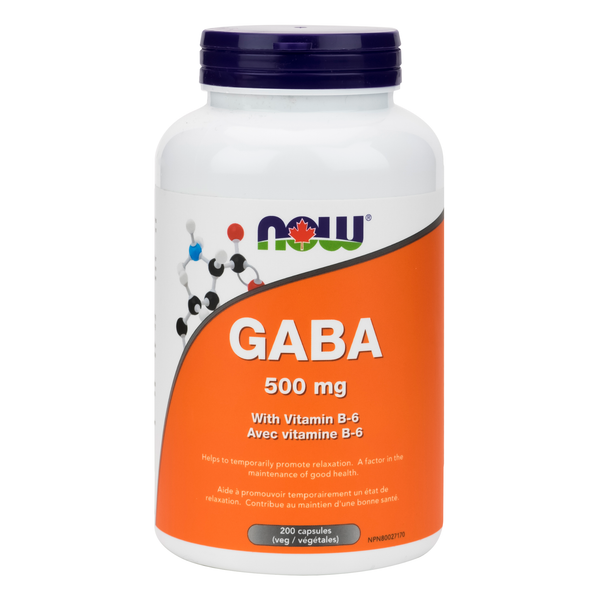 Bottle of GABA 500 mg w/ Vitamin B-6 200 Vegetable Capsules