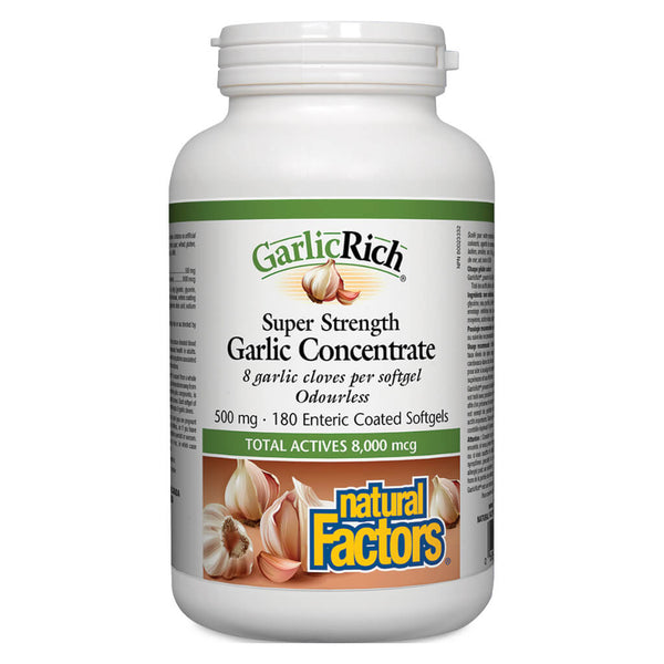 Bottle of GarlicRich® Super Strength Garlic Concentrate 180 Enteric-Coated Softgels