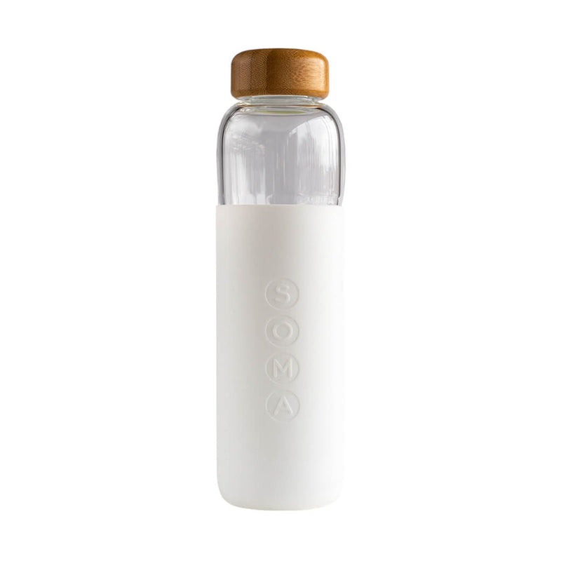 Soma Glass Water Bottle White 17 Ounces 500 Milliliters