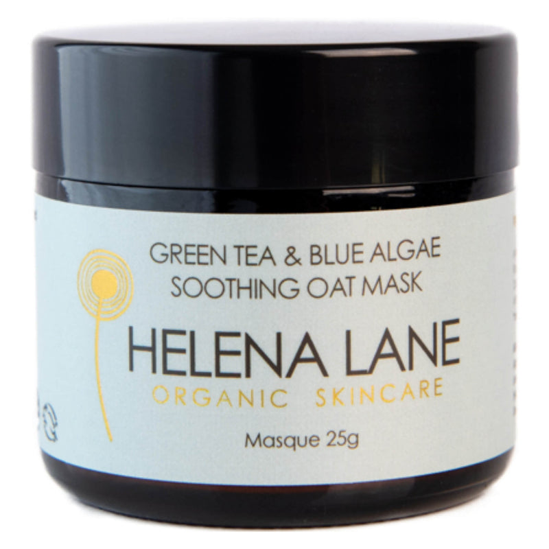 Jar of Helena Lane Green Tea & Blue Algae Soothing Oat Masque 25 Grams