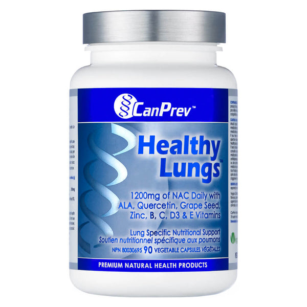 Bottle of CanPrev Healthy Lungs 90 Vegetable Capsules