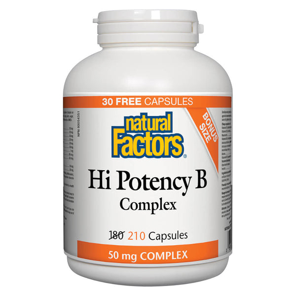 Bottle of Hi Potency B Complex 50 mg 210 Capsules Bonus Size