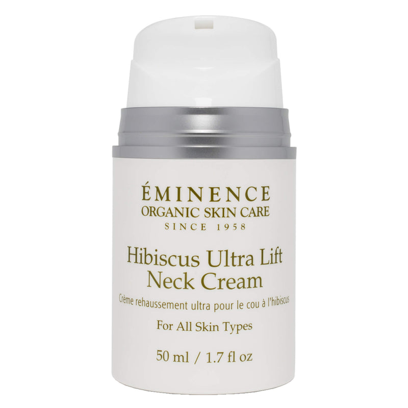 Pump Bottle of Eminence Hibiscus Ultra Lift Neck Cream 50 Milliliters