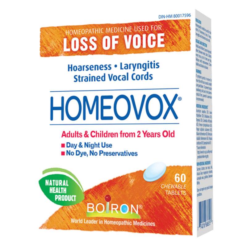 Box of Boiron Homeovox 60 Chewable Tablets
