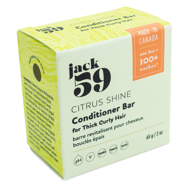 Jack 59 - Citrus Shine Conditioner Bar for Thick Curly Hair 65 Grams 2 Ounces | Optimum Health Vitamins, Canada