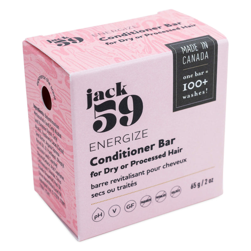 Jack 59 - Energize Conditioner Bar for Dry or Processed Hair 65 Grams 2 Ounces | Optimum Health Vitamins, Canada