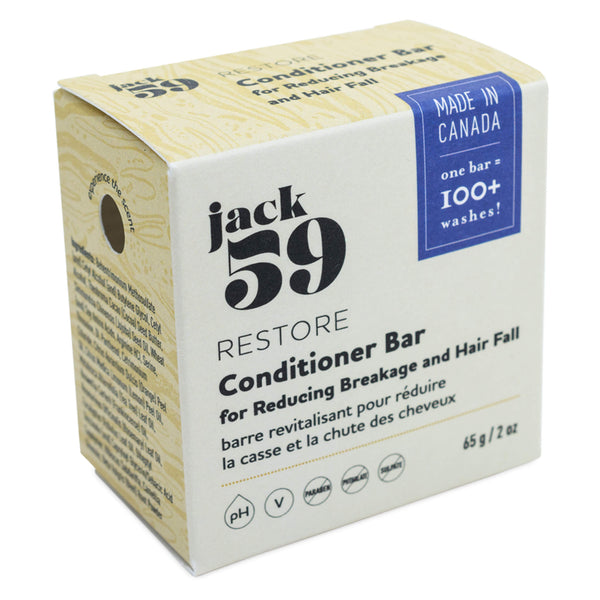 Jack 59 - Restore Conditioner Bar for Reducing Breakage and Hair Fall 65 Grams 2 Ounces | Optimum Health Vitamins, Canada