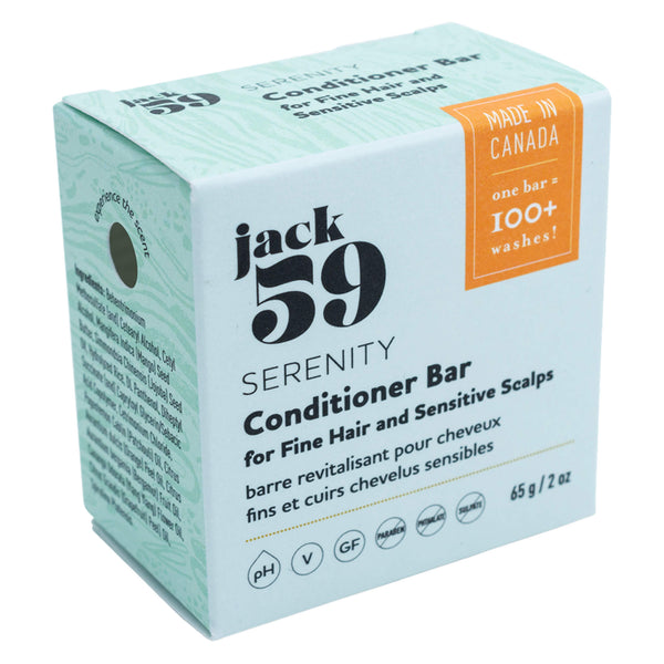 Jack 59 - Serenity Conditioner Bar for Fine Hair and Sensitive Scalps 65 Grams 2 Ounces | Optimum Health Vitamins, Canada