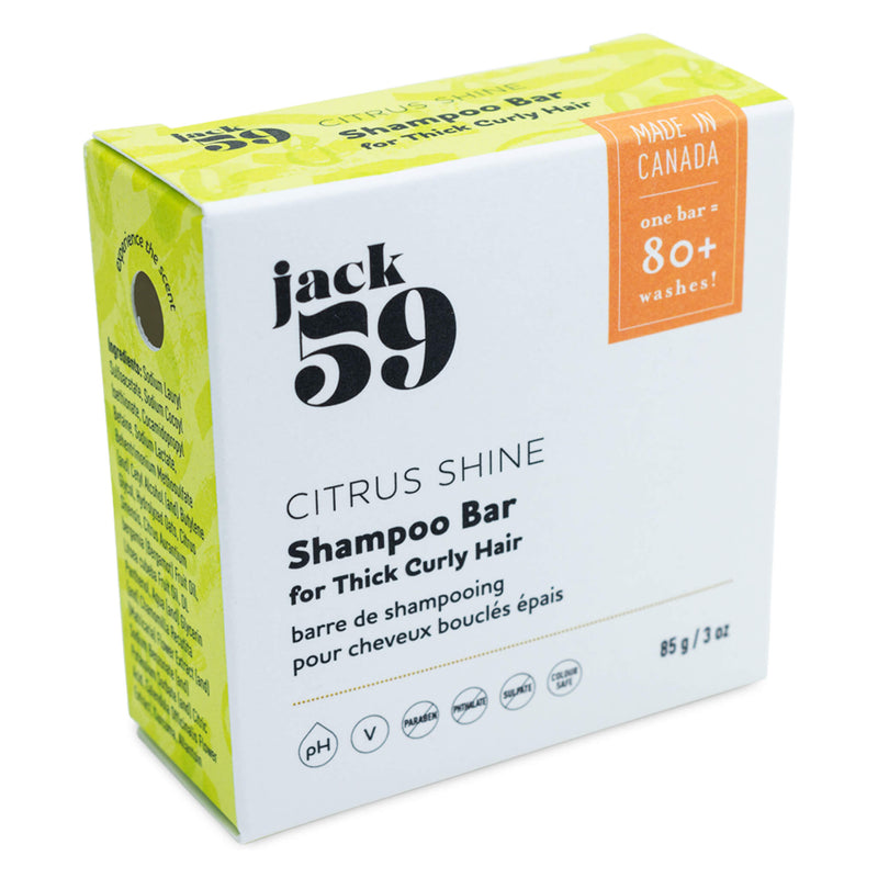 Jack 59 - Citrus Shine Shampoo Bar for Thick Curly Hair 85 Grams 3 Ounces | Optimum Health Vitamins, Canada