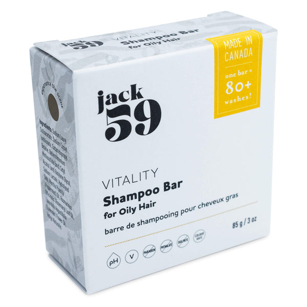 Jack 59 - Vitality Shampoo Bar for Oily Hair 85 Grams 3 Ounces | Optimum Health Vitamins, Canada