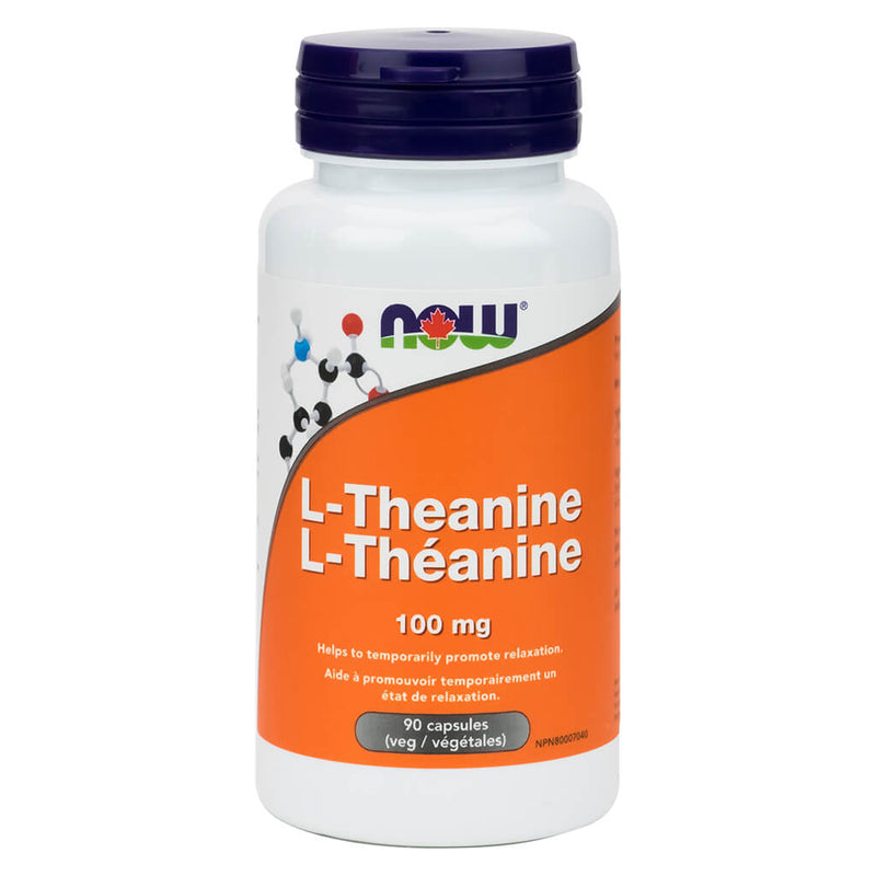 Bottle of L-Theanine + Green Tea 100 mg 90 Vegetable Capsules