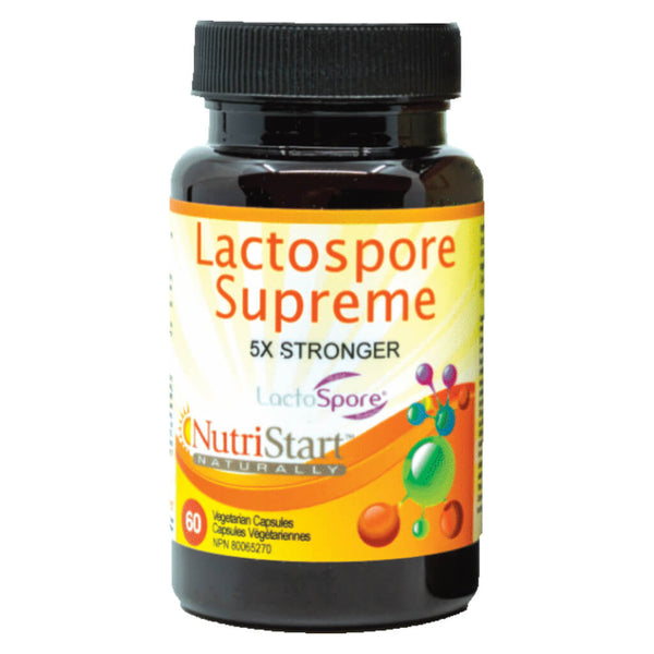 Bottle of NutriStart Lactospore Supreme 60 Vegetarian Capsules
