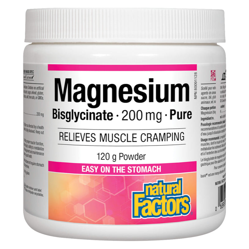 Natural Factors - Magnesium Bisglycinate Pure 200 mg (120 g) | Optimum Health Vitamins, Canada