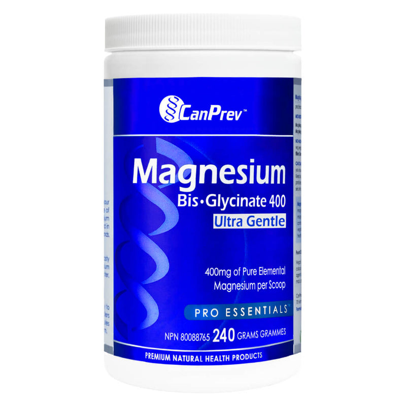 Container of CanPrev Magnesium Bisglycinate 400 Ultra Gentle 240 Grams