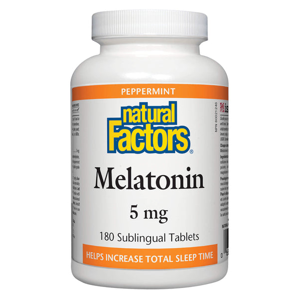 Natural Factors - Melatonin 5 mg Peppermint Flavour 180 Sublingual Tablets | Optimum Health Vitamins, Canada