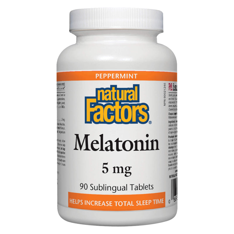 Natural Factors - Melatonin 5 mg Peppermint Flavour 90 Sublingual Tablets | Optimum Health Vitamins, Canada