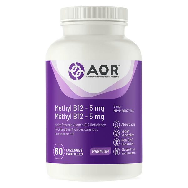 Bottle of AOR Methyl B12 5 mg 60 Lozenges