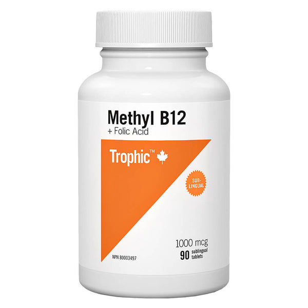Bottle of Methyl B12 + Folic Acid 1000 mcg 90 Sublingual Tablets