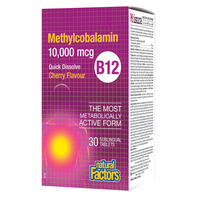 Natural Factors - B-12 Methylcobalamin 10000 mcg (Cherry Flavour) | Optimum Health Vitamins, Canada