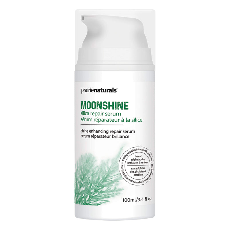 Pump Bottle of Prairie Naturals Moonshine Silica Hair Repair Serum 100 Milliliters