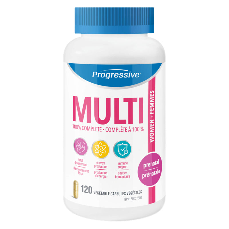 Bottle of Progressive Multivitamin Prenatal (120 Vegetable Capsules) | Optimum Health Vitamins, Canada