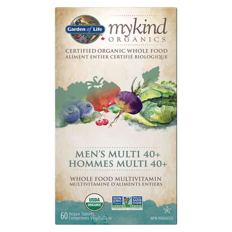 Box of Garden of Life myKind Organics Men's Multi 40+ 60 Vegan Tablets
