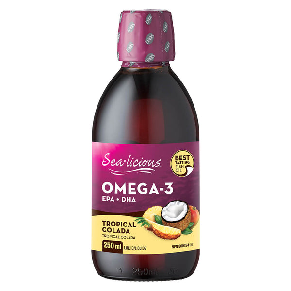 Bottle of Omega EPA + DHA Tropical Colada 250 Milliliters