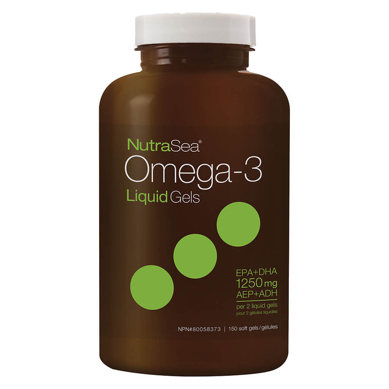 Bottle of NutraSea Omega-3 Liquid Gels Fresh Mint 150 Softgels