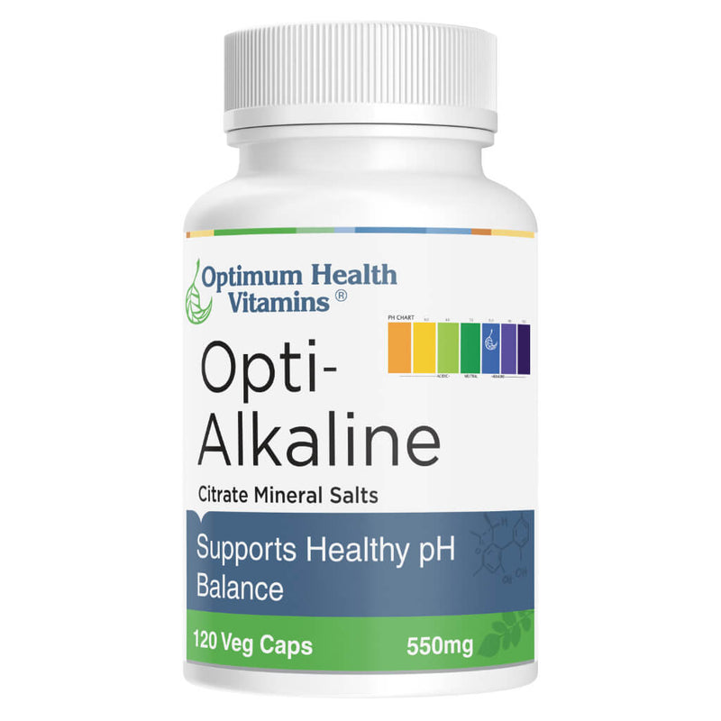 Bottle of OptimumHealthVitamins Opti-Alkaline 550mg 120VegCaps