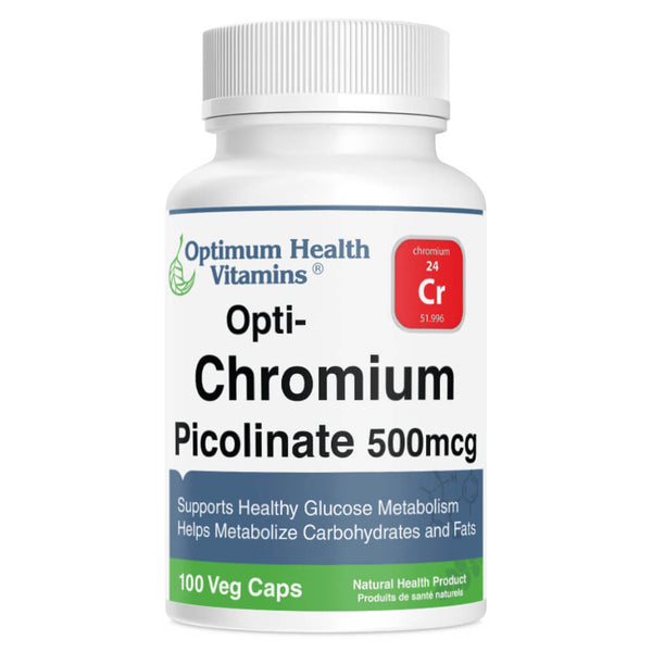 Bottle of Chromium Picolinate 500 mcg 100 Vegetable Capsules
