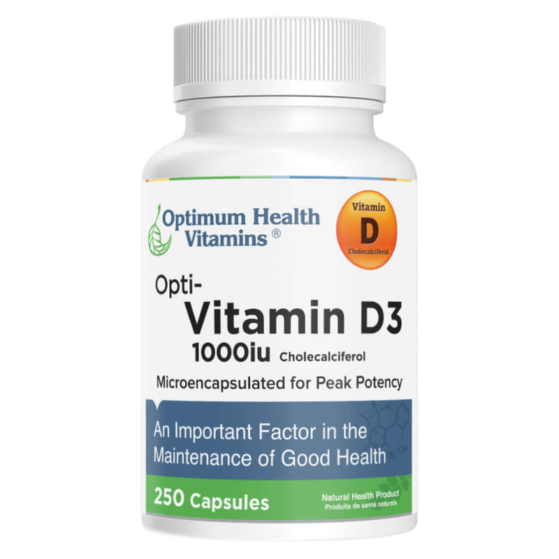 Bottle of Opti-Vitamin D3 1000 IU 250 Capsules