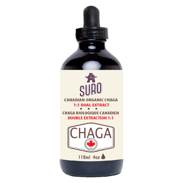 Bottle of Organic Chaga 1:1 Dual Extract 118 Milliliters