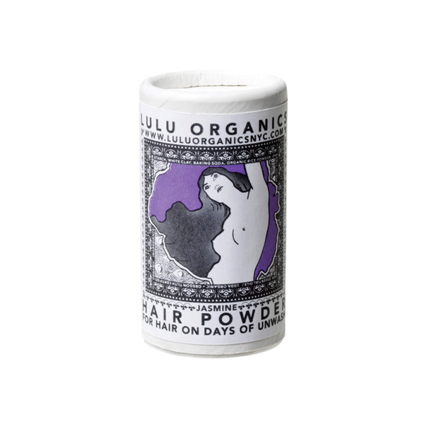 Container of Lulu Organics Organic Hair Powder Jasmine Travel Size 1 Ounce