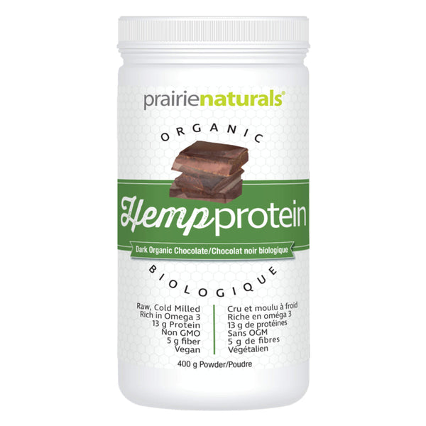 Container of Organic Hemp Protein Organic Dark Chocolate 400 Grams