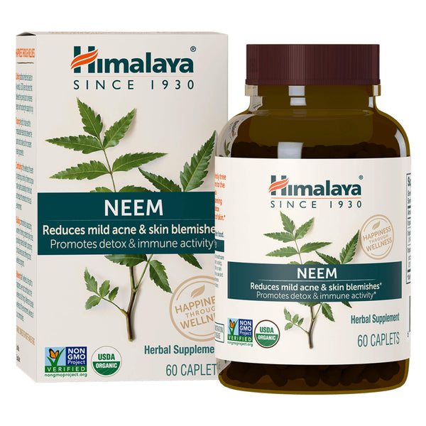 Box and Bottle of Himalaya Organic Neem 60 Capulets