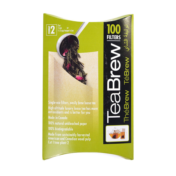 TeaBrew - Paper Filters, Format 2 (1-3 Cup Size), 100 Filters | Kolya Naturals, Canada